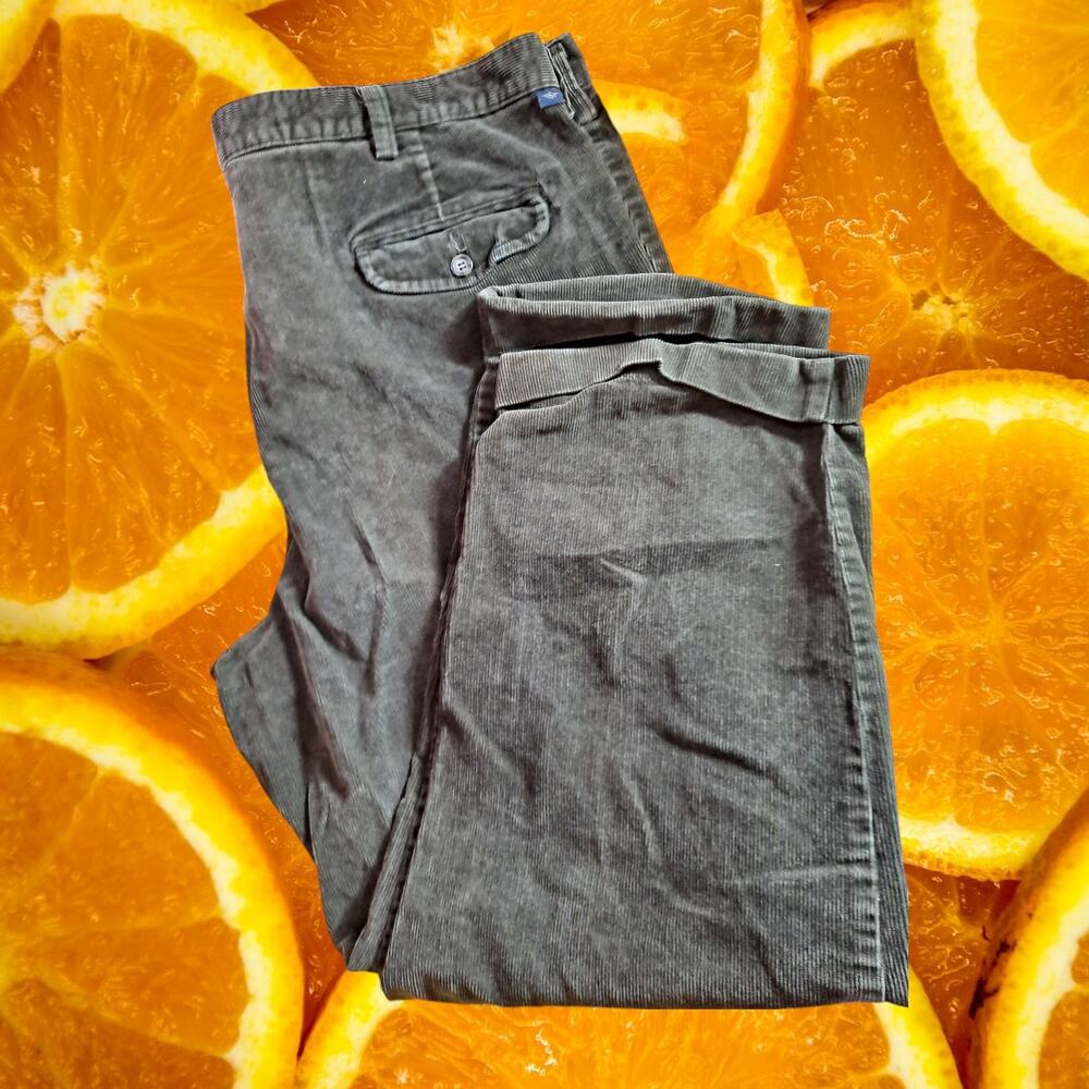 Dockers Men‎ Olive Green Signature Relaxed Fit Pleated Corduroy Pants Size 42x30